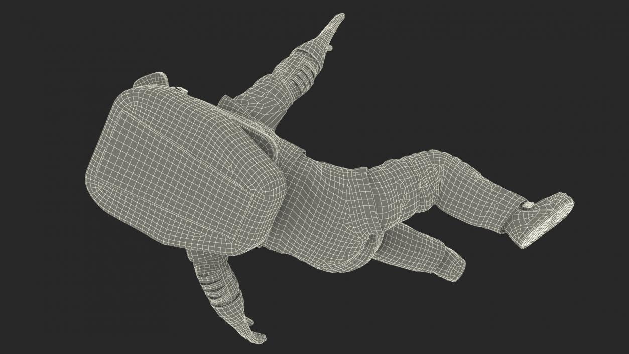 3D model Futuristic Spacesuit on Astronaut Falling Pose Fur