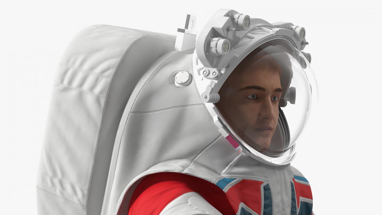 3D model Futuristic Spacesuit on Astronaut Falling Pose Fur