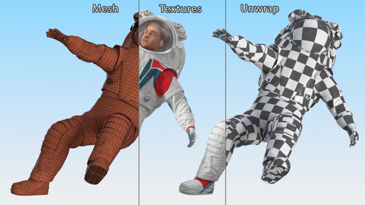 3D model Futuristic Spacesuit on Astronaut Falling Pose Fur