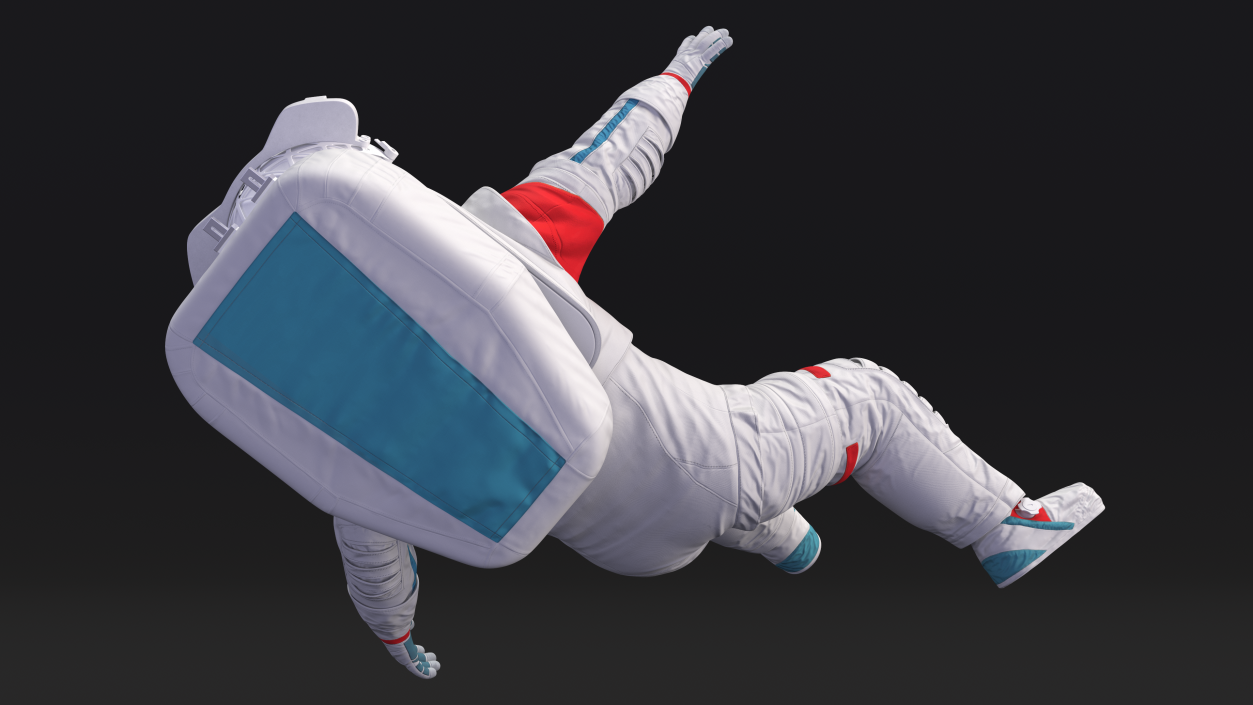 3D model Futuristic Spacesuit on Astronaut Falling Pose Fur