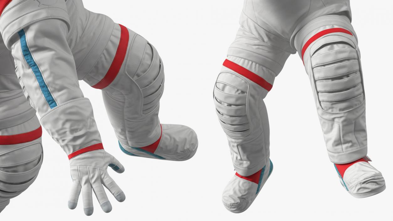 3D model Futuristic Spacesuit on Astronaut Falling Pose Fur