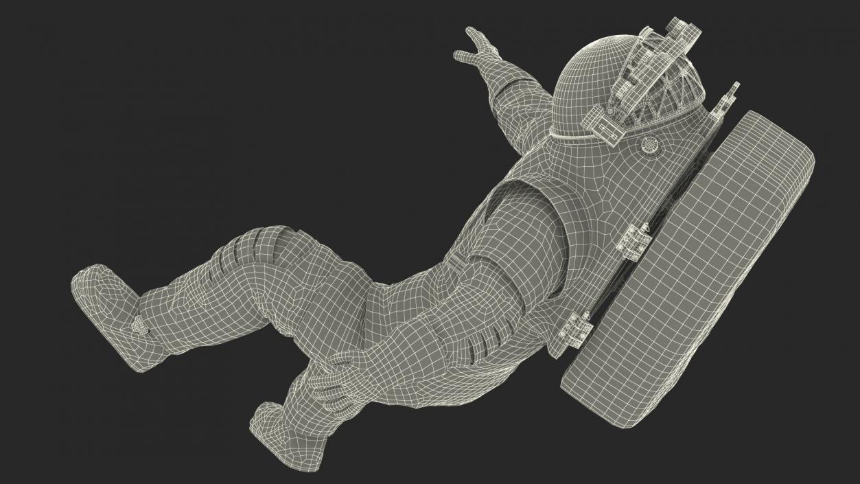 3D model Futuristic Spacesuit on Astronaut Falling Pose Fur