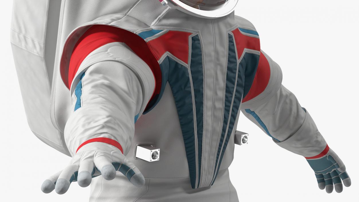 3D model Futuristic Spacesuit on Astronaut Falling Pose Fur