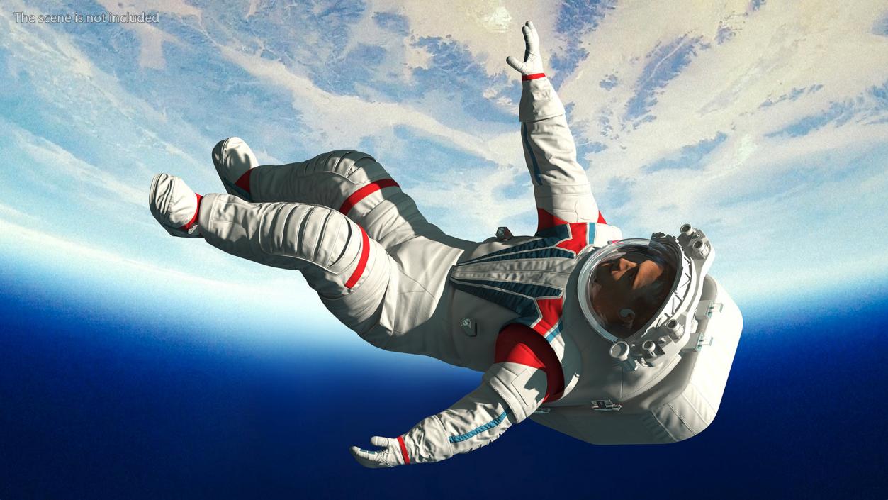 3D model Futuristic Spacesuit on Astronaut Falling Pose Fur