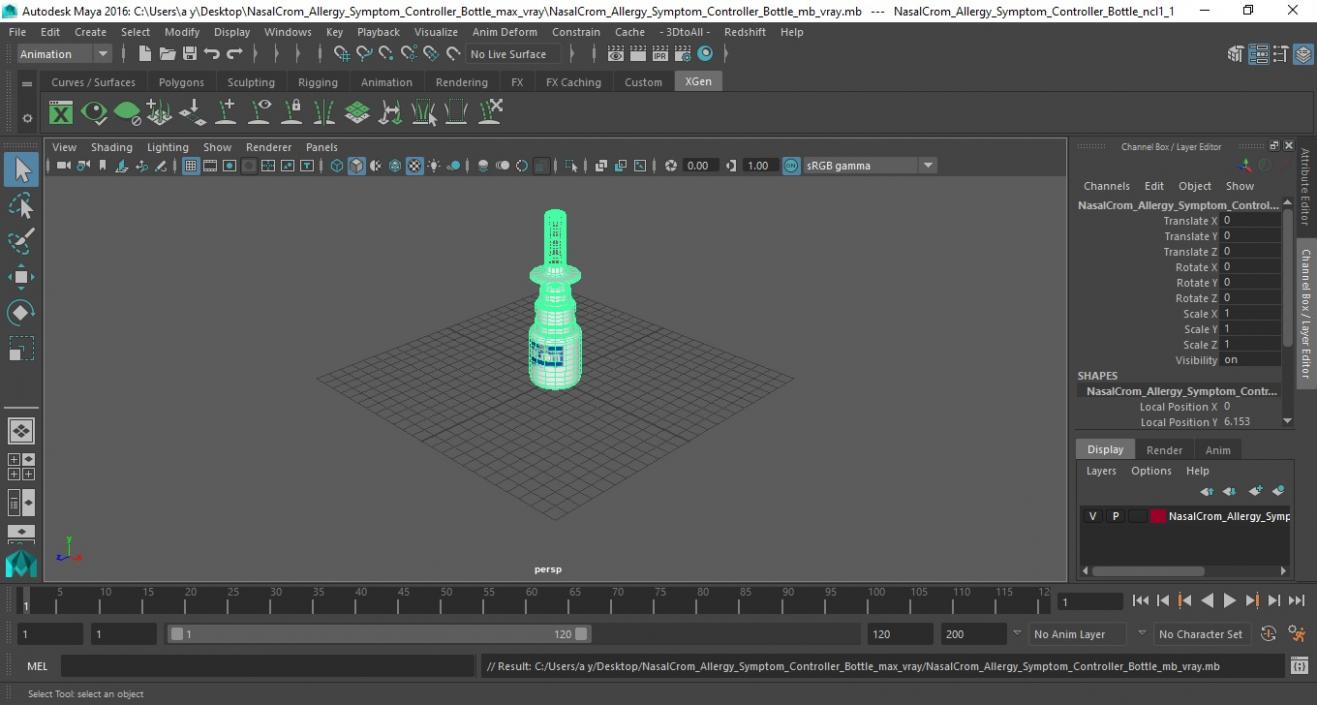 3D NasalCrom Allergy Symptom Controller Bottle model