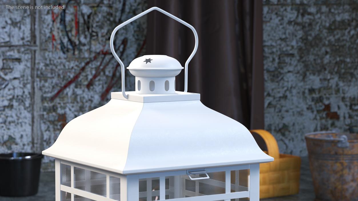 Candle Lantern Medium White 3D