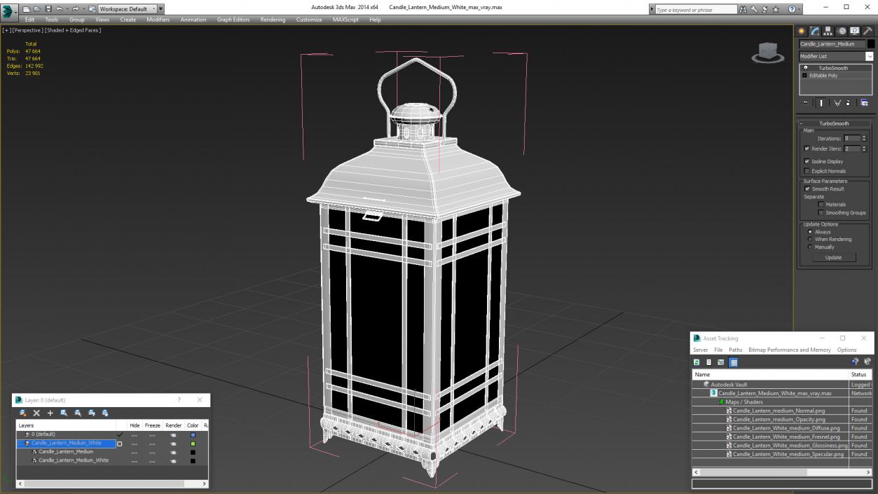 Candle Lantern Medium White 3D