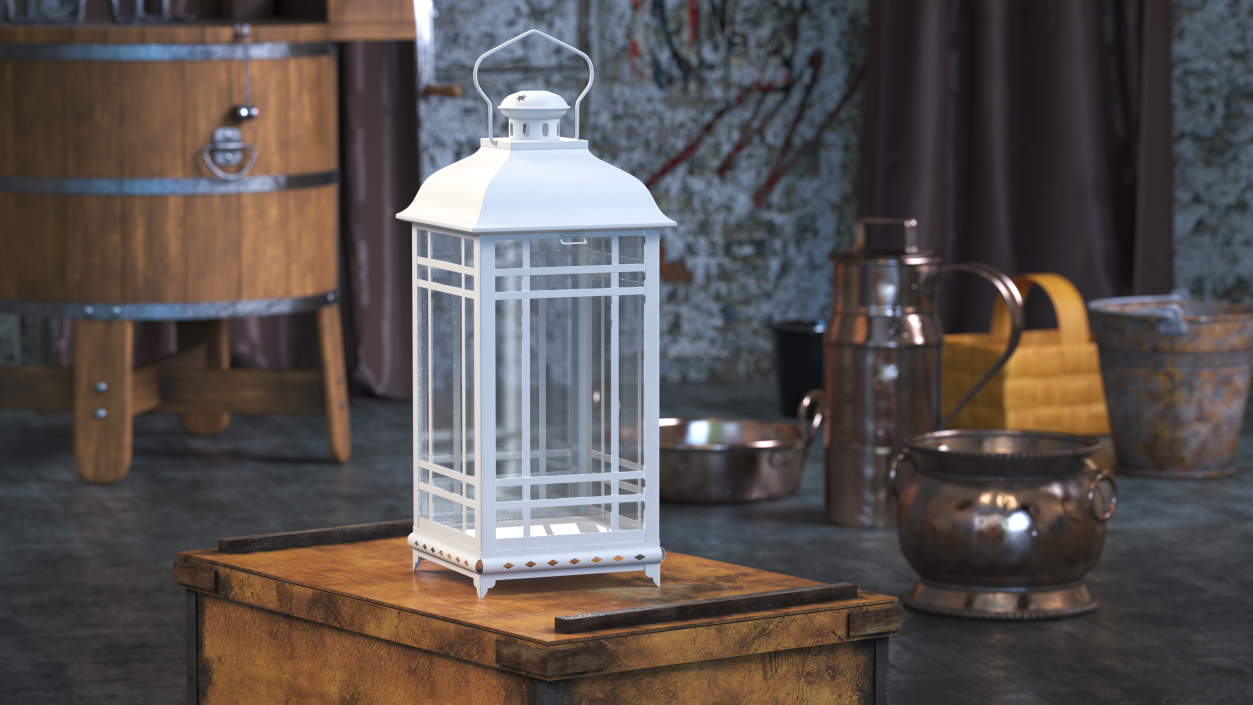 Candle Lantern Medium White 3D