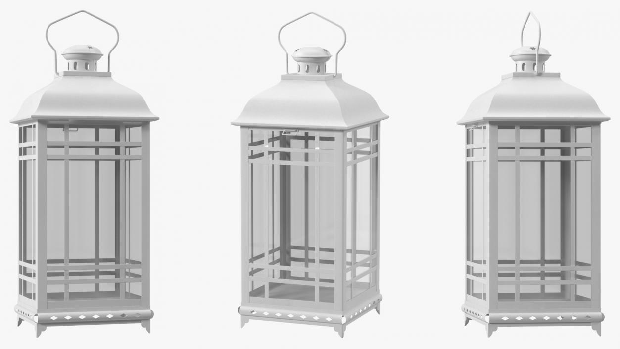 Candle Lantern Medium White 3D