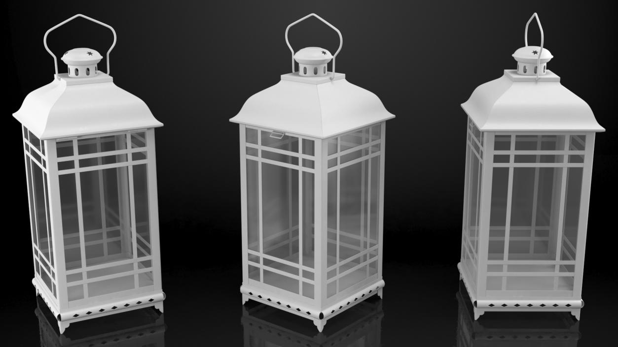 Candle Lantern Medium White 3D