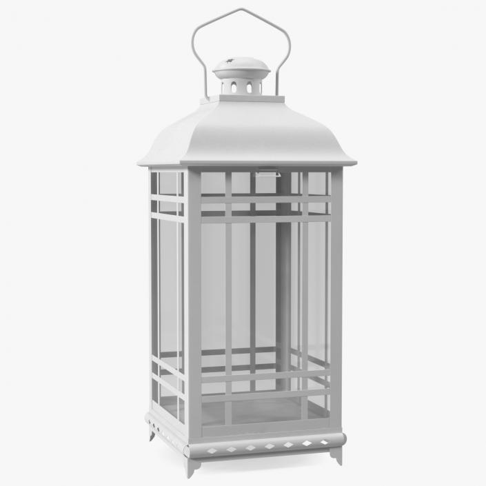 Candle Lantern Medium White 3D