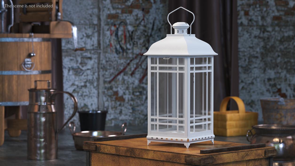 Candle Lantern Medium White 3D