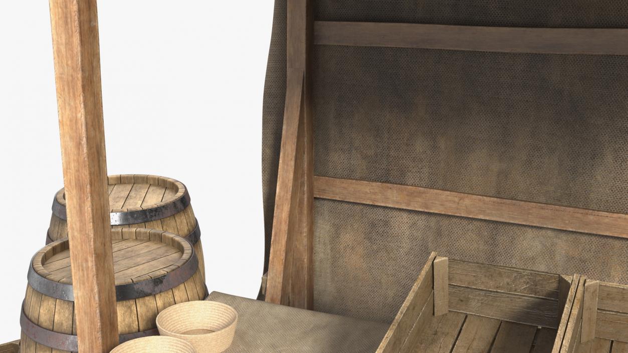 Medieval Market Stall Empty 3D