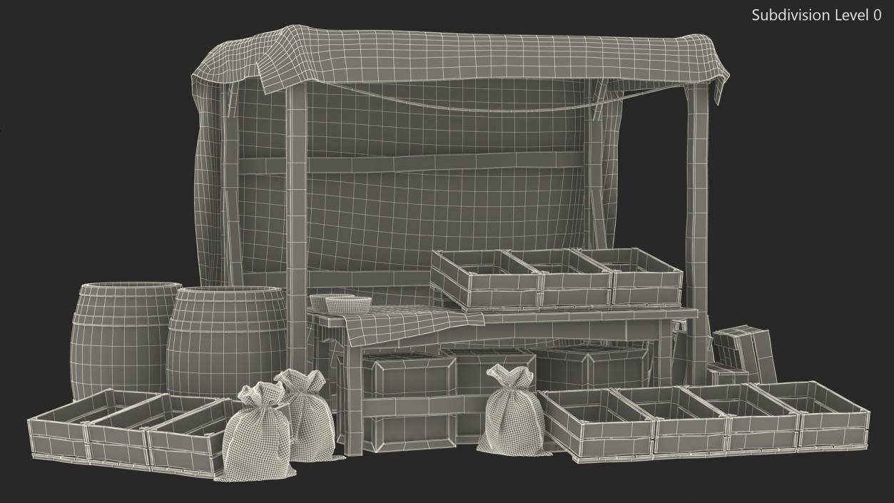 Medieval Market Stall Empty 3D