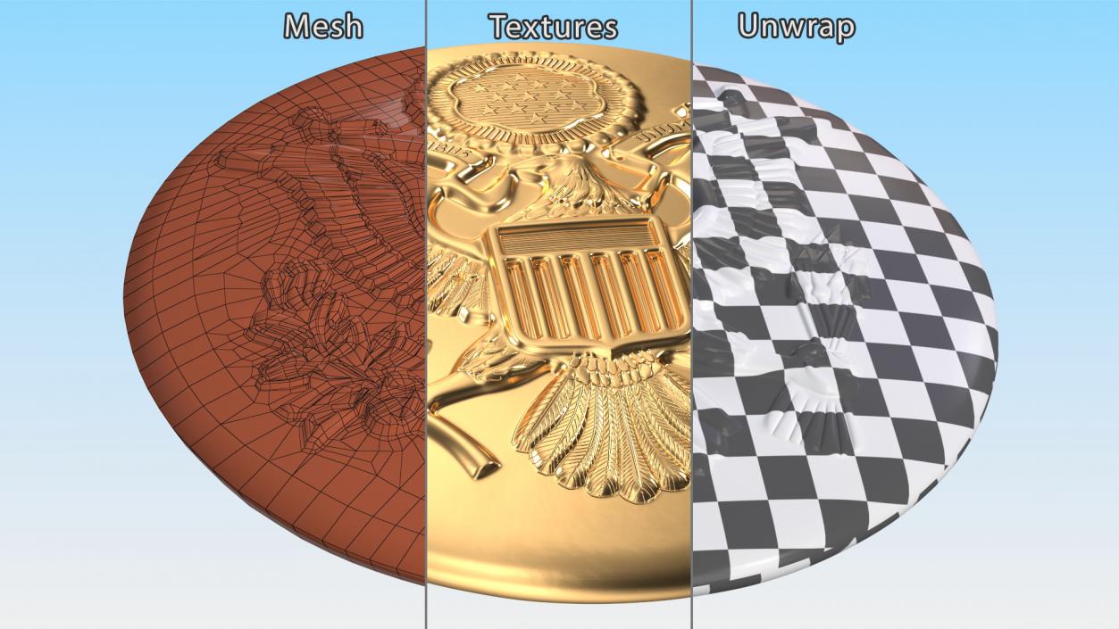 3D Round Gold Cockade model