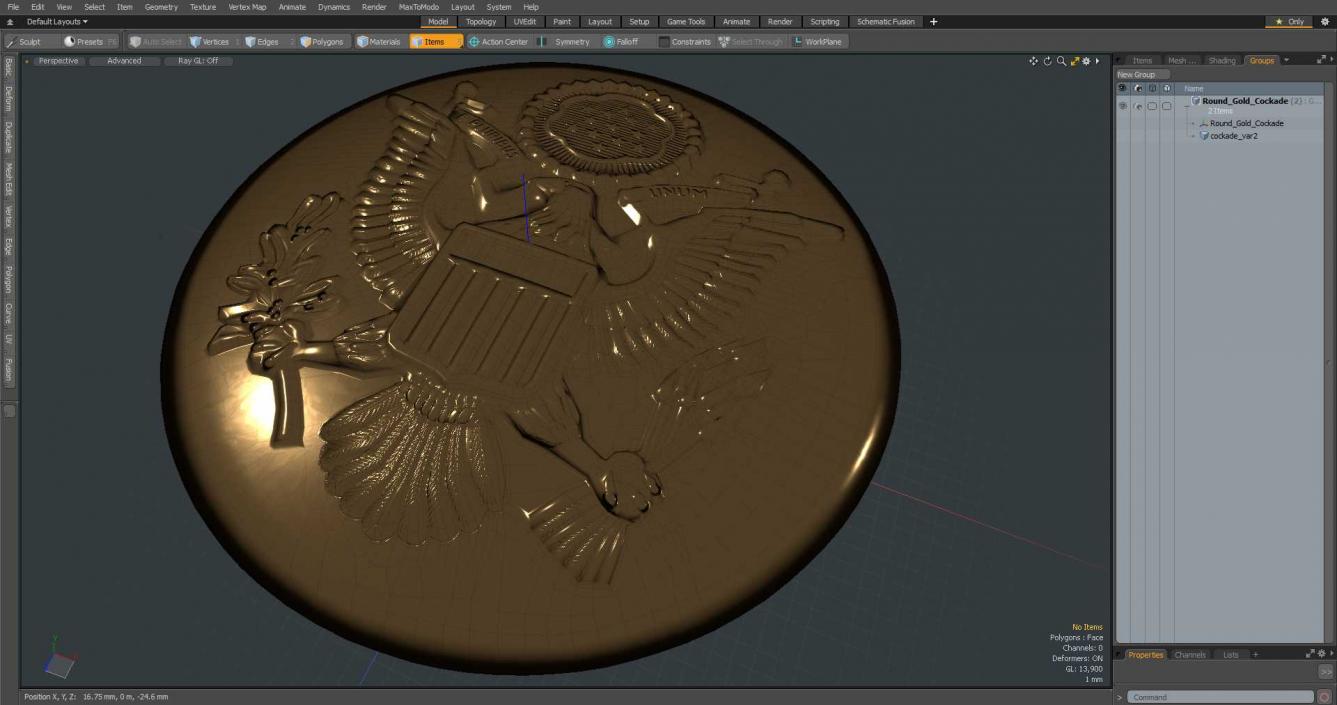 3D Round Gold Cockade model