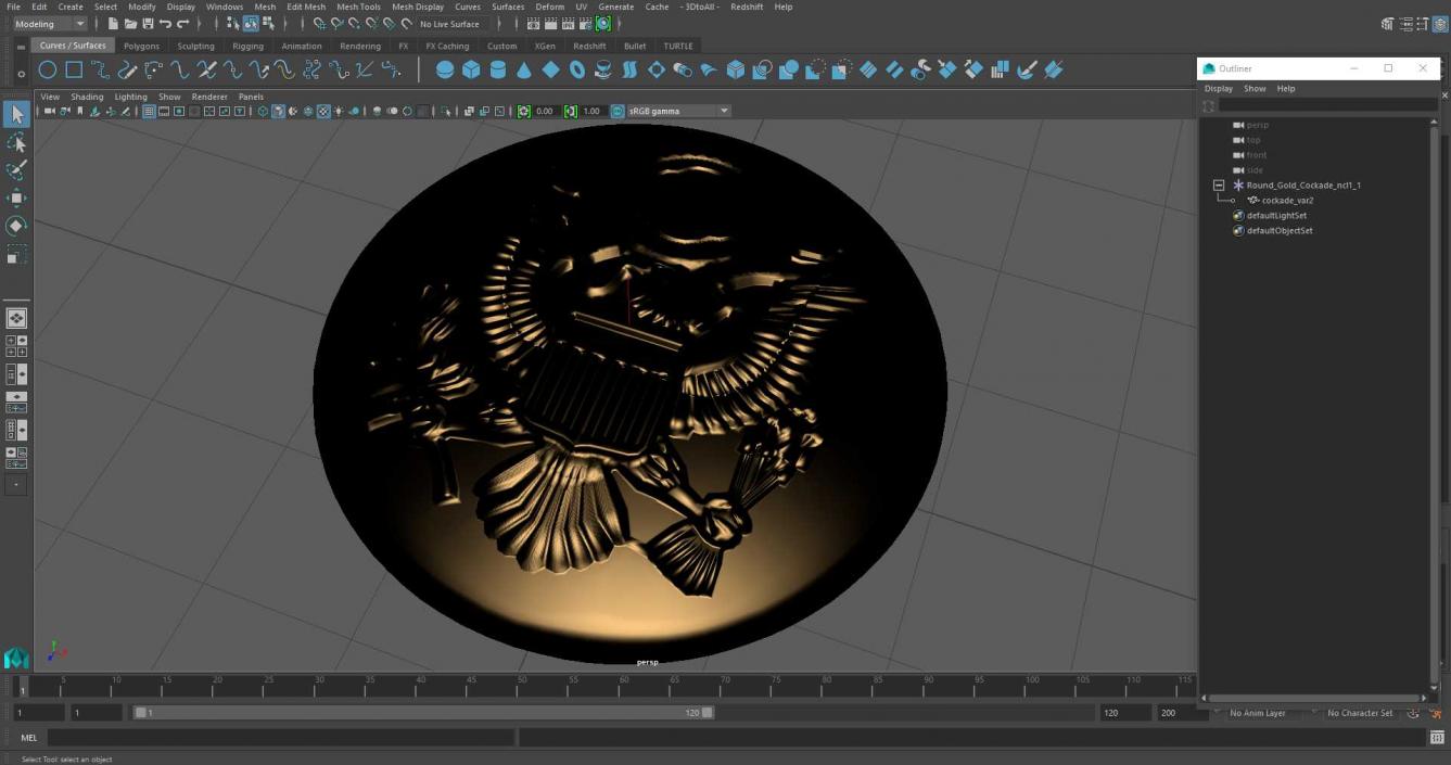 3D Round Gold Cockade model