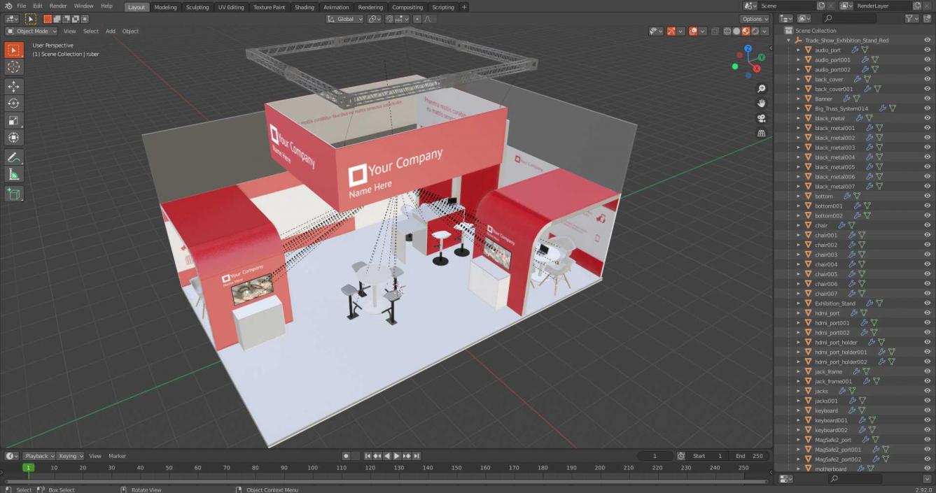 3D model Exhibition Stand Red