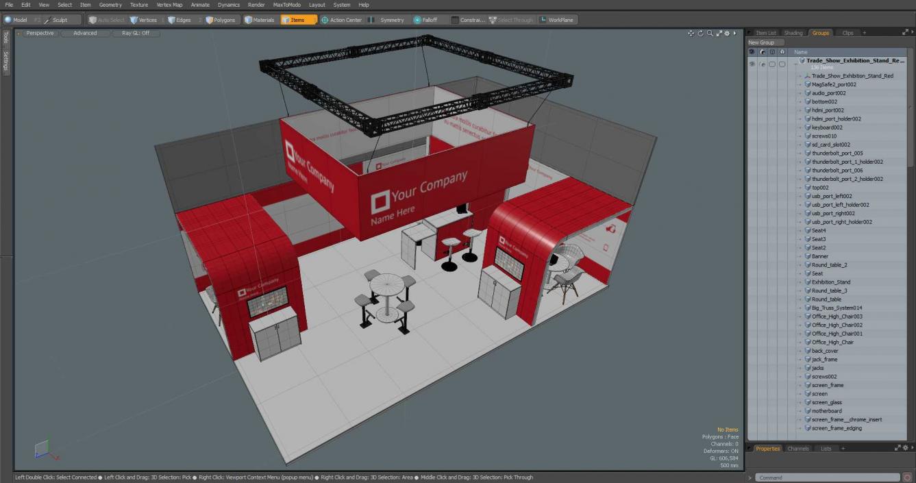 3D model Exhibition Stand Red