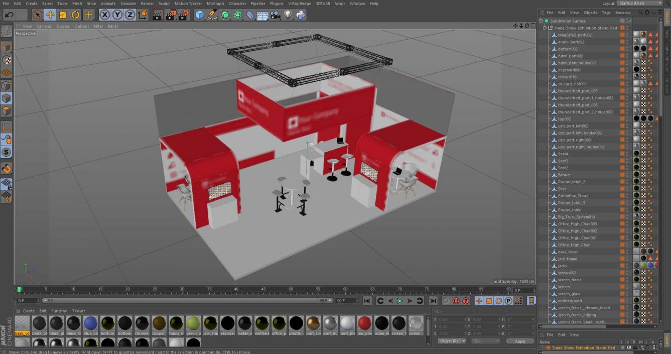 3D model Exhibition Stand Red