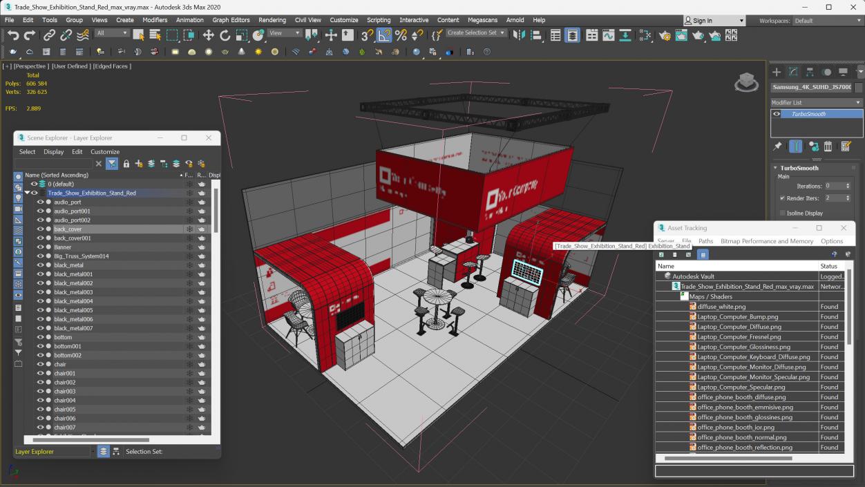 3D model Exhibition Stand Red