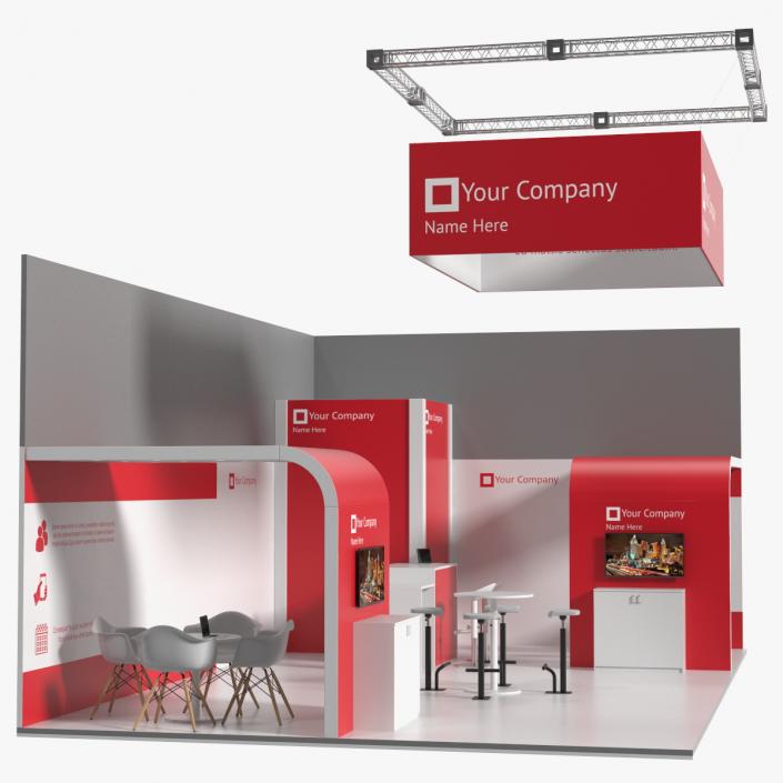 3D model Exhibition Stand Red