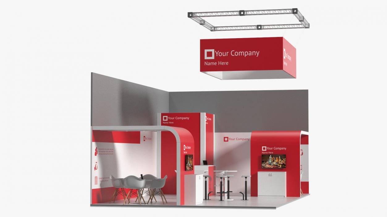 3D model Exhibition Stand Red