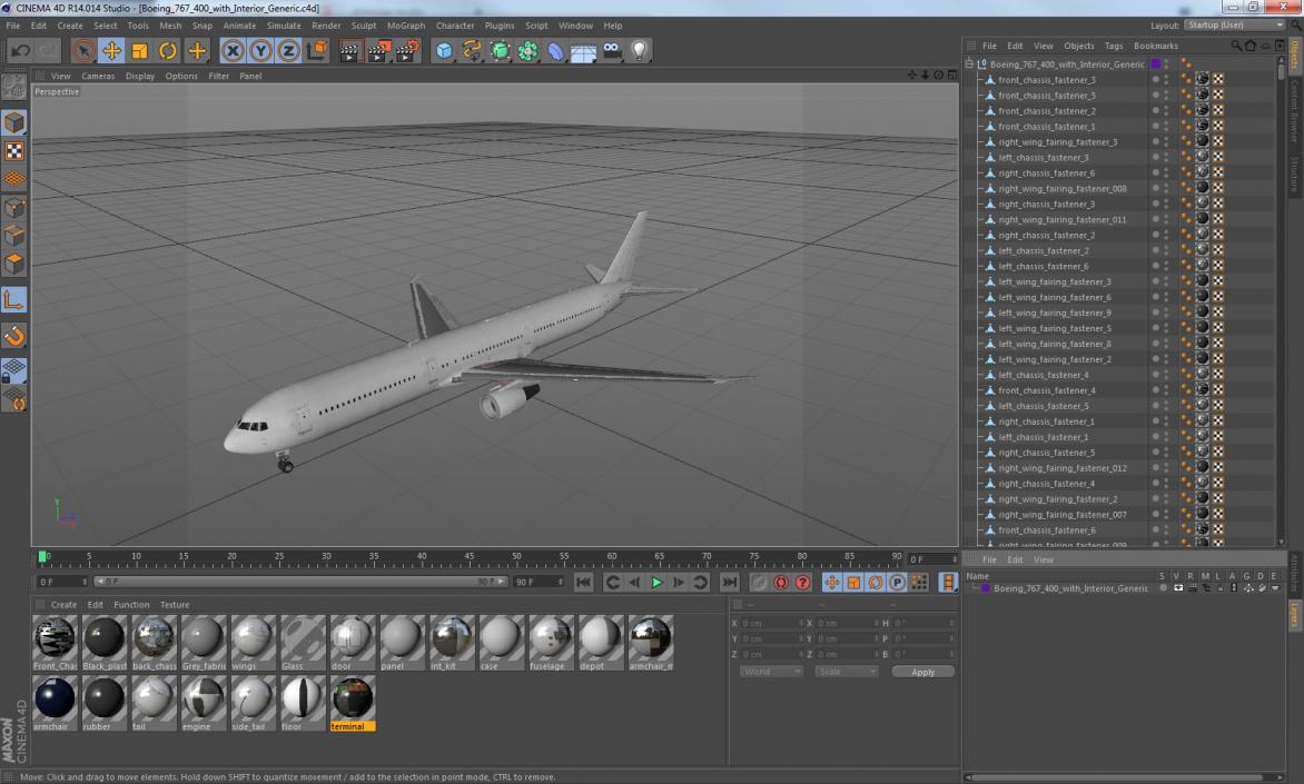 3D Boeing 767-400 with Interior Generic