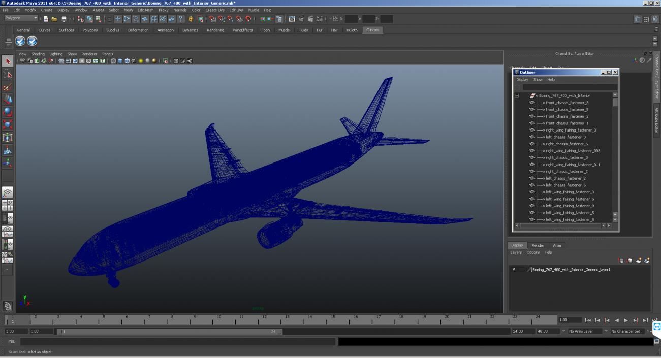 3D Boeing 767-400 with Interior Generic