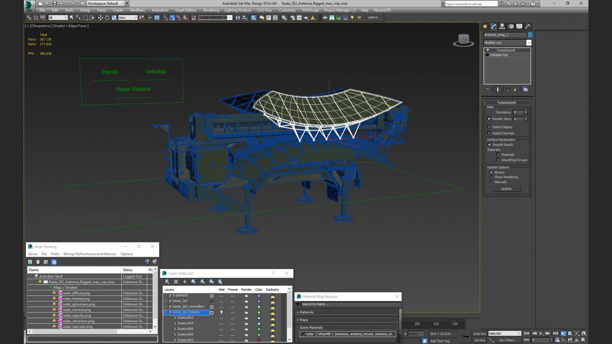 Kasta 2E2 Antenna Rigged 3D model