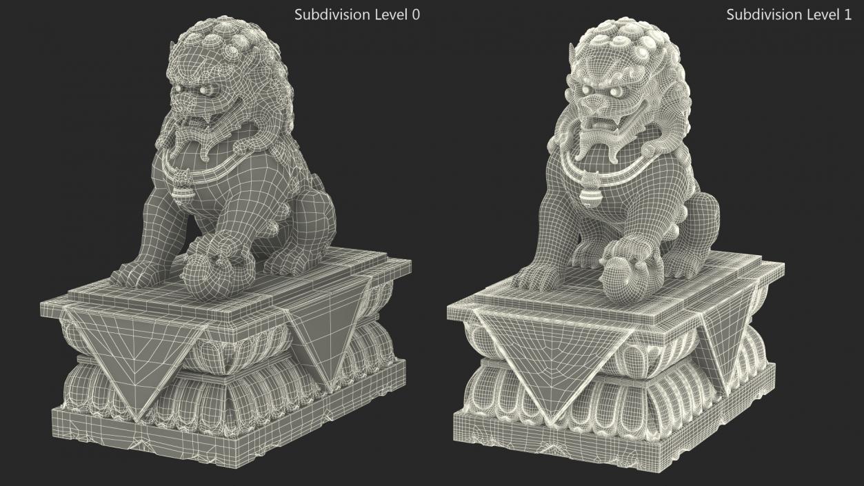 3D model Jade Guardian Lion Statue