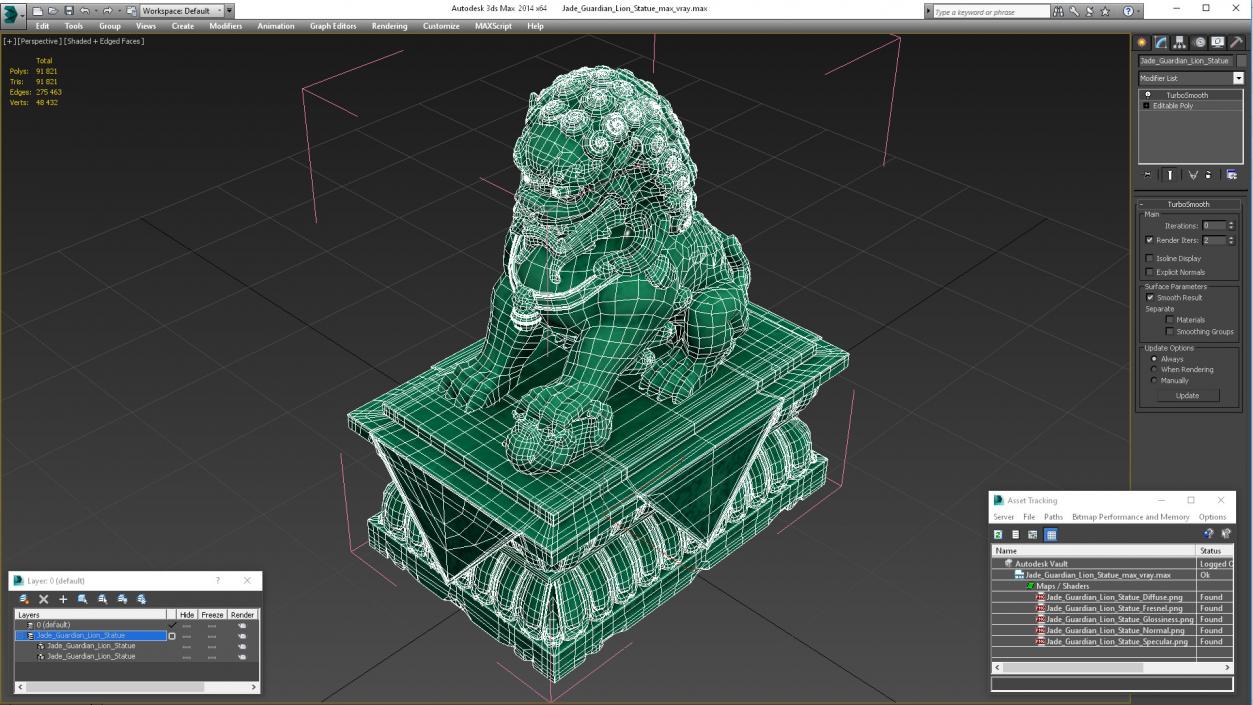 3D model Jade Guardian Lion Statue