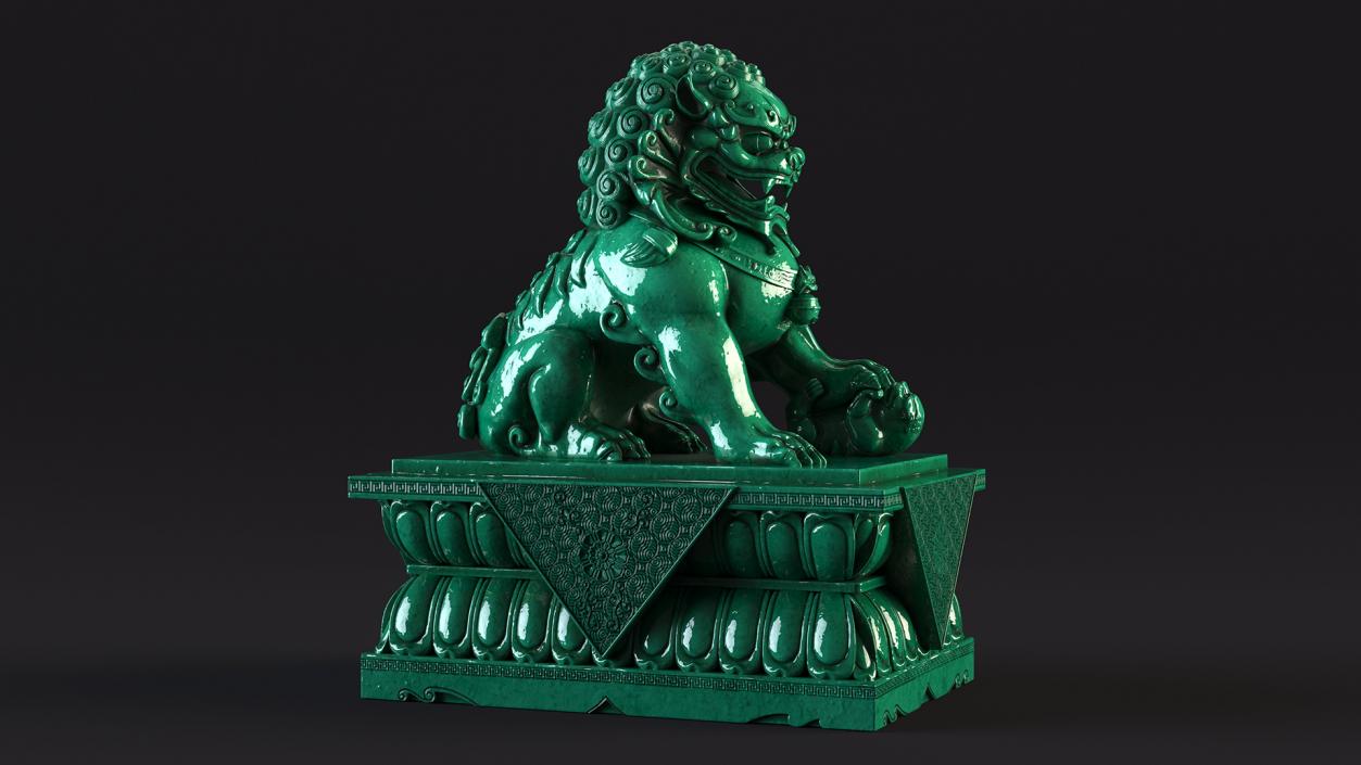 3D model Jade Guardian Lion Statue