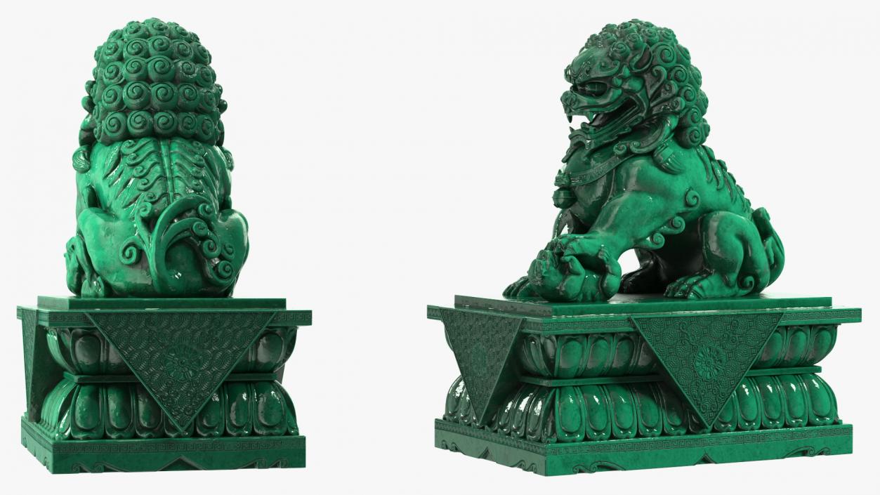 3D model Jade Guardian Lion Statue