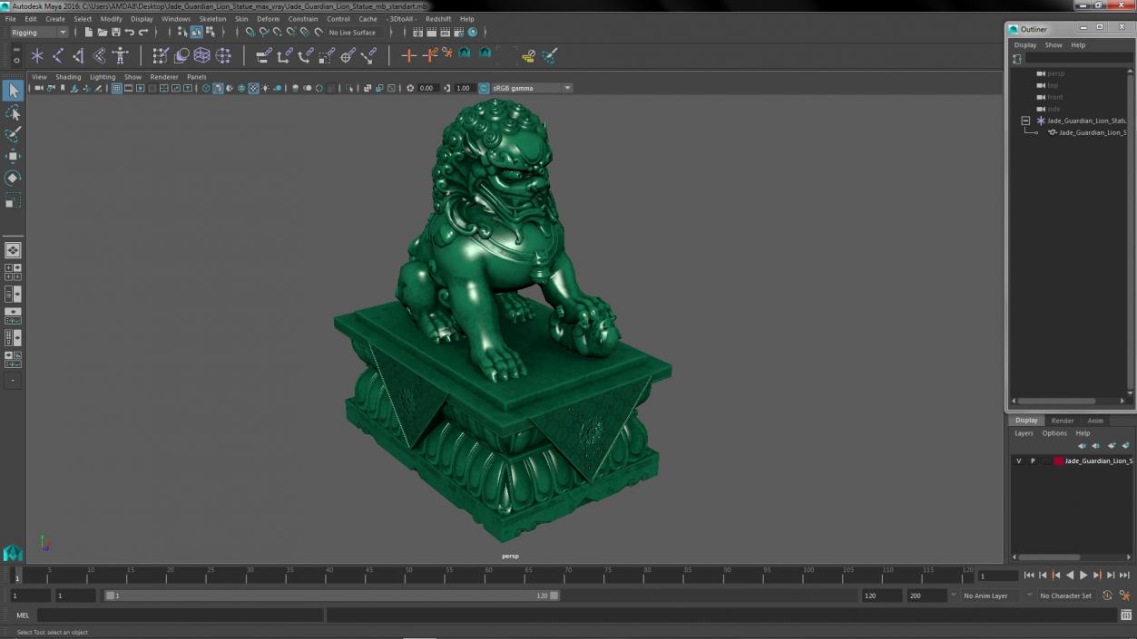 3D model Jade Guardian Lion Statue