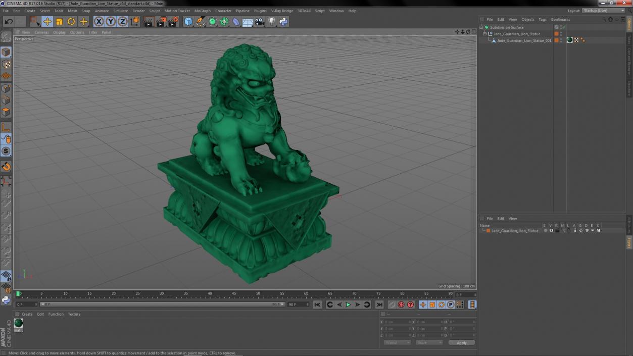 3D model Jade Guardian Lion Statue