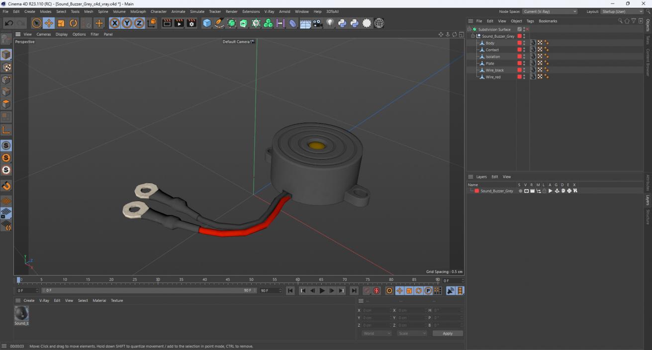 Sound Buzzer Grey 2 3D model