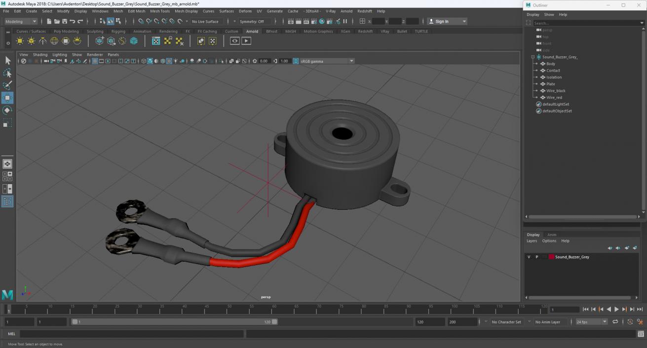 Sound Buzzer Grey 2 3D model