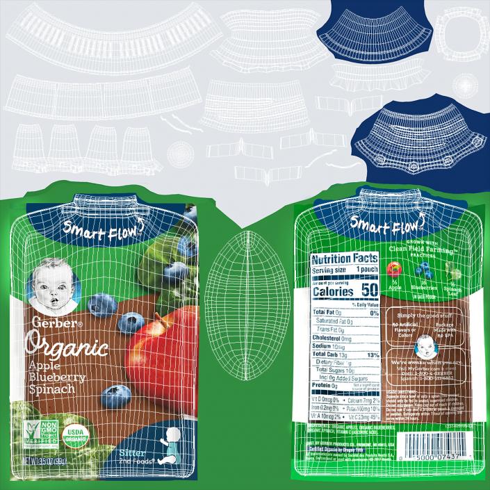 Gerber Baby Snack Pouch Apple Blueberry Spinach 3D