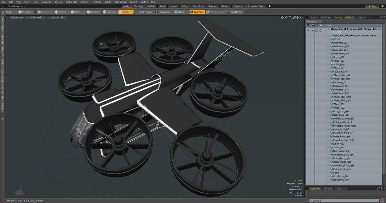 3D Flying Car Bell Nexus 6HX Simple Interior