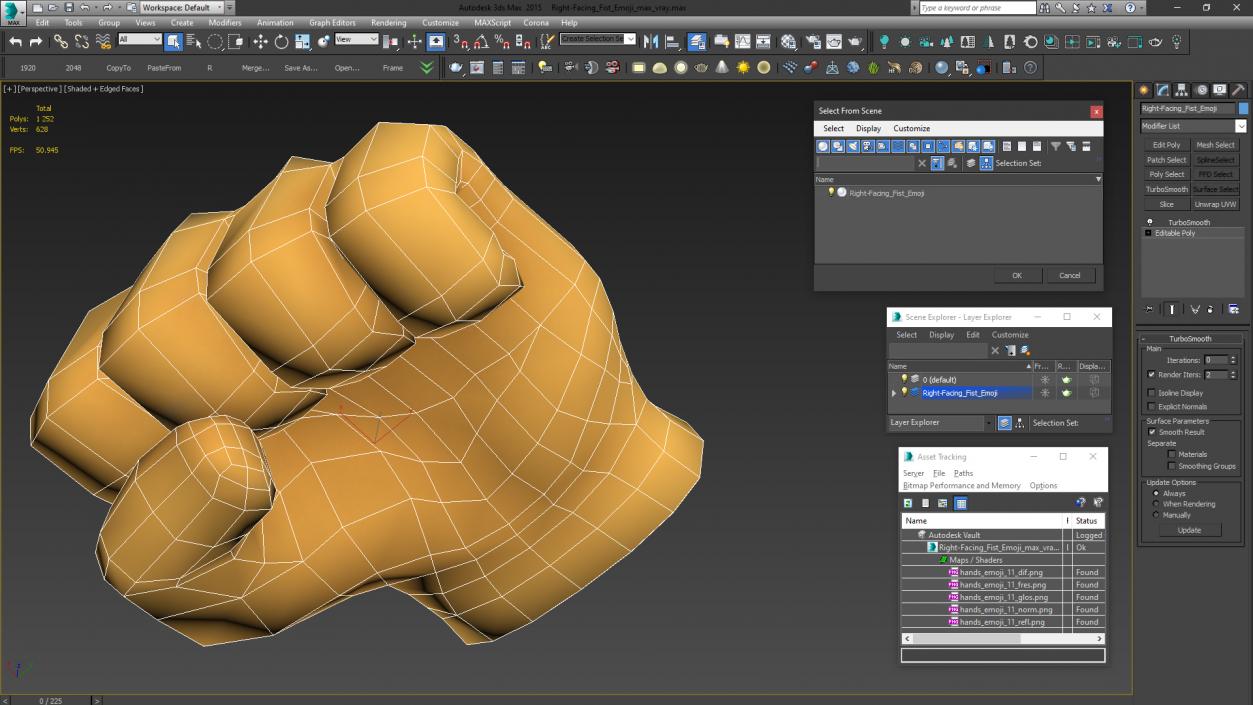 3D Right-Facing Fist Emoji model