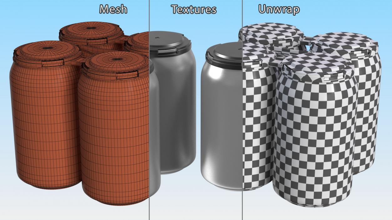 Reusable 4 Pack Soda Can Plastic Holder 3D model