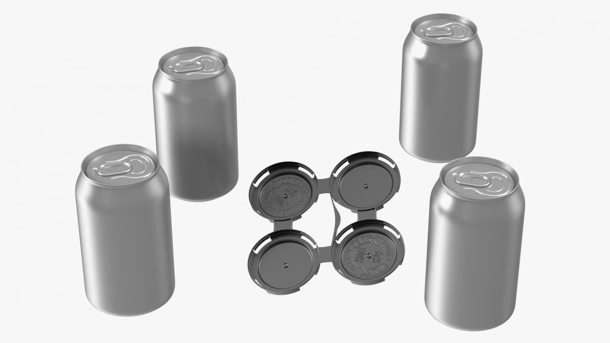 Reusable 4 Pack Soda Can Plastic Holder 3D model