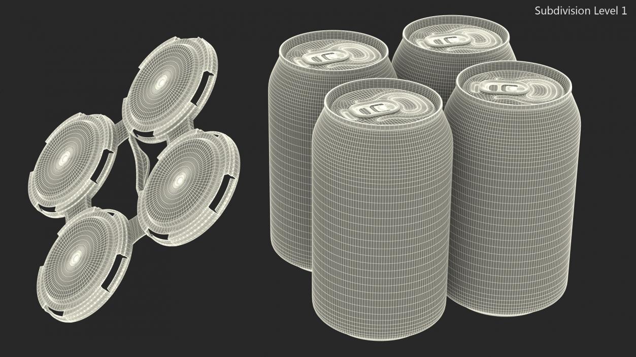 Reusable 4 Pack Soda Can Plastic Holder 3D model