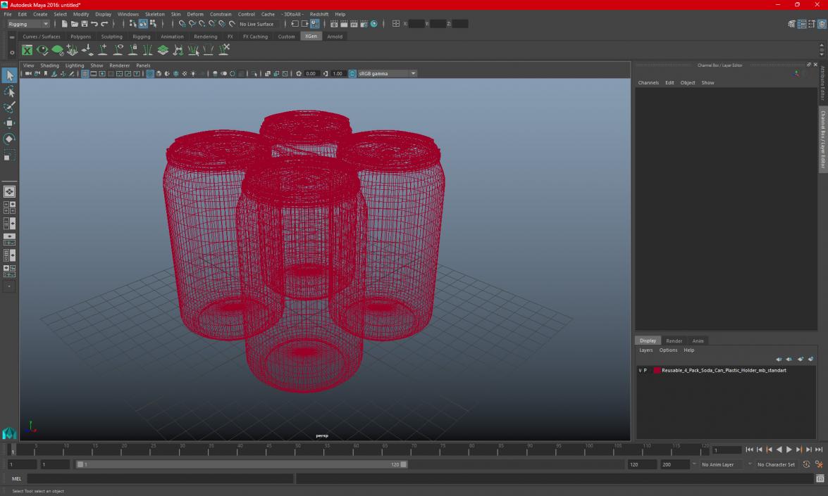 Reusable 4 Pack Soda Can Plastic Holder 3D model