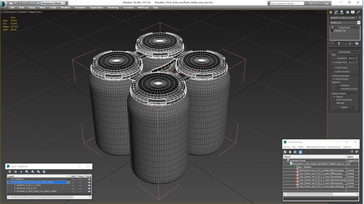 Reusable 4 Pack Soda Can Plastic Holder 3D model