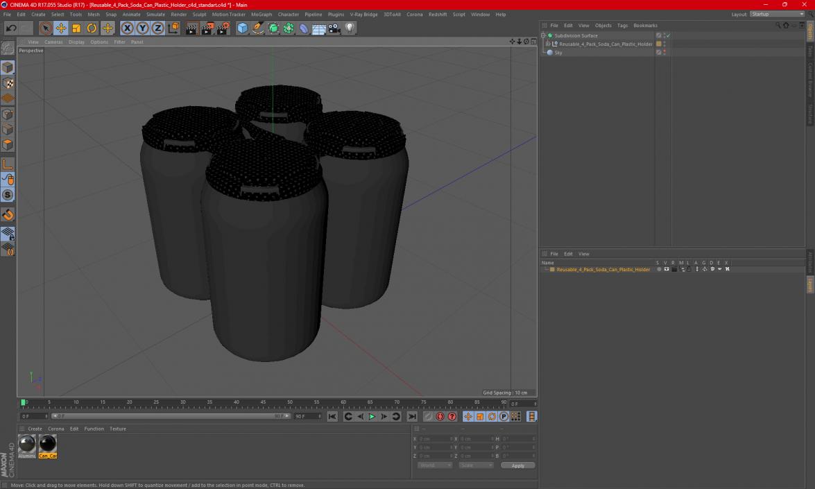 Reusable 4 Pack Soda Can Plastic Holder 3D model