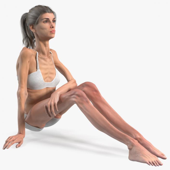 Sitting Anorexic Woman 3D