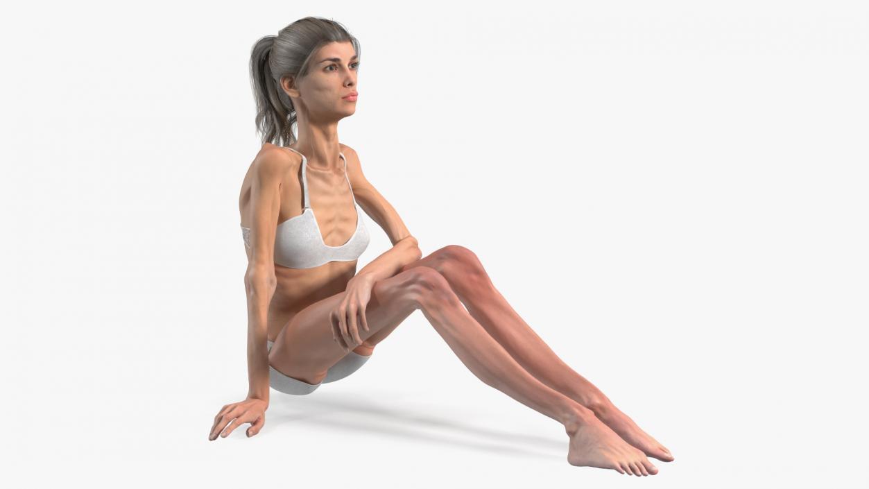 Sitting Anorexic Woman 3D