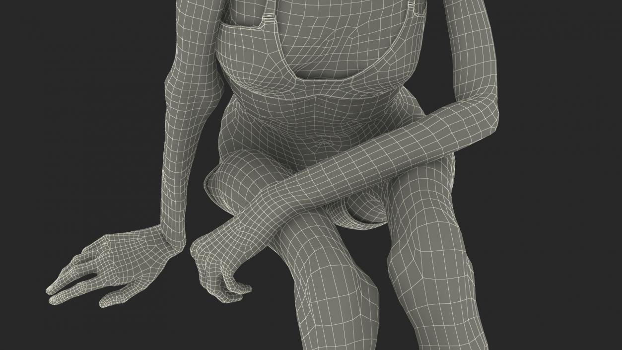 Sitting Anorexic Woman 3D